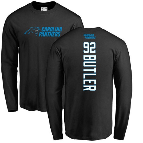 Carolina Panthers Men Black Vernon Butler Backer NFL Football #92 Long Sleeve T Shirt->carolina panthers->NFL Jersey